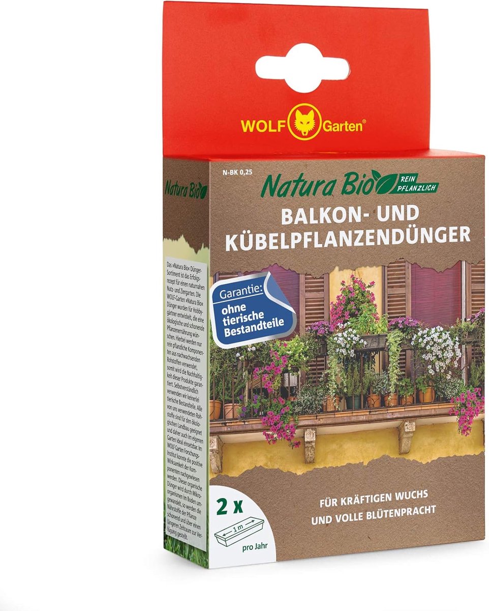 WOLF Garten - Balkon- en potplantenmeststof "Natura Bio" N-BK 0,25 voor ca. 2 bloembakken; 3856002