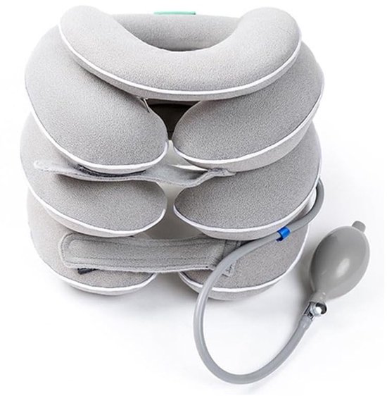 Traction Cervicale - Support Cervical Gonflable - Support de Menton 3+1 - Pliable & Lavable - Pour Bureau, Voiture & Voyages - Détente Cervicale