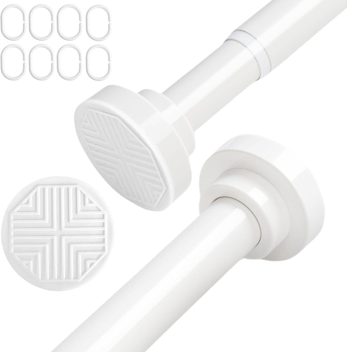 Allecto plus - Telescoopstang Wit Roestvrij Staal 70-130 cm Ø 50 mm - Gordijnroede Zonder Boren voor Gordijnen, Scheidingswand en Badkamer