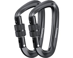 Travelhawk Karabijnhaak - Musketonhaak met Schroefsluiting - Karabijnhaak Sleutelhanger - Aluminium - Zwart