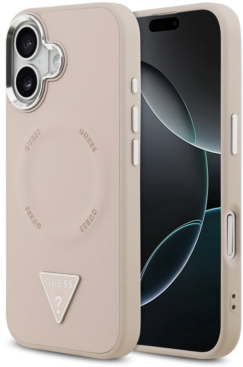 Guess Triangle Logo geschikt voor iPhone 17 hoesje MagSafe compatibel - Roze