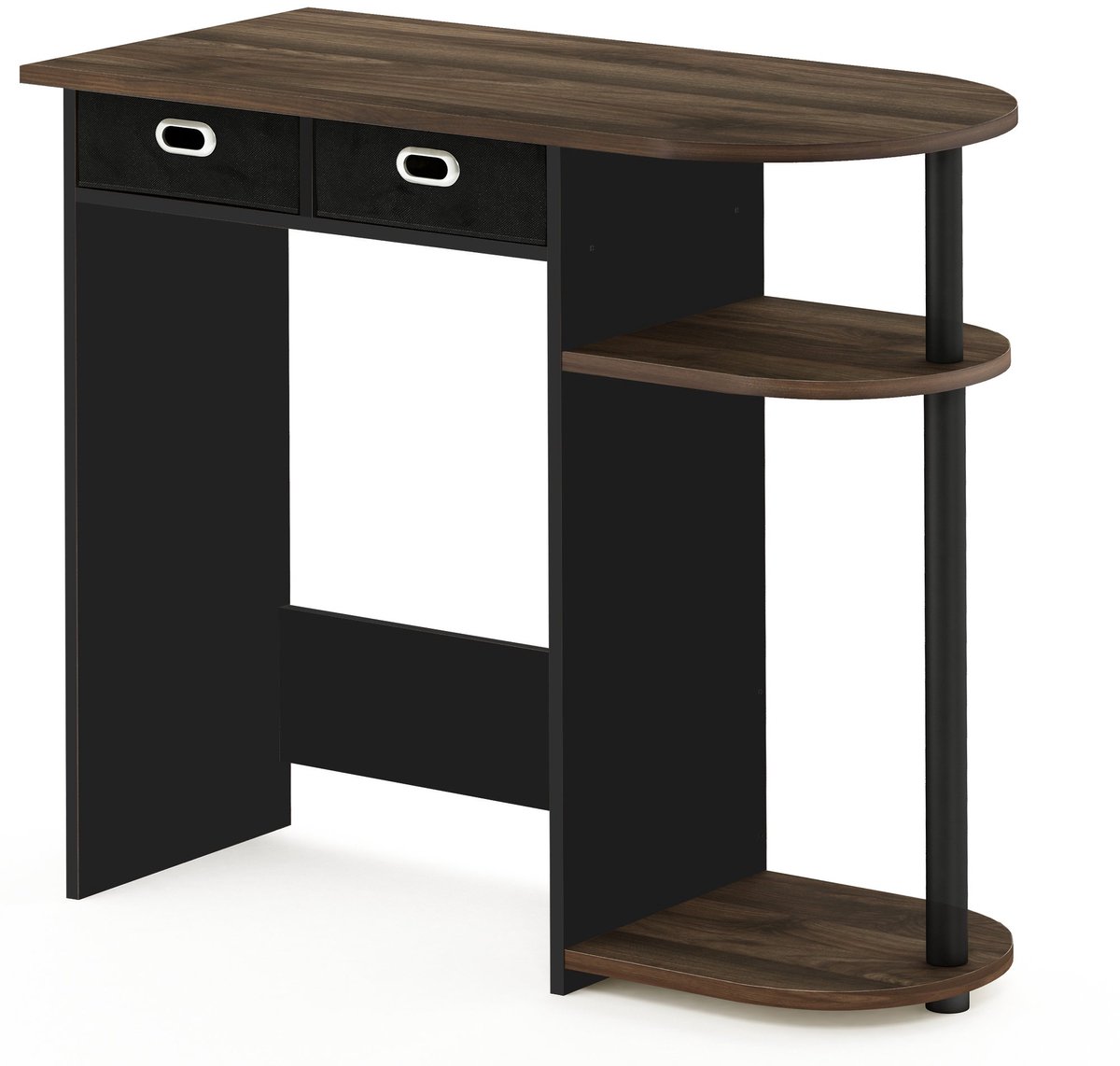 Ibenzoa Compacte computertafel met zijplanken en opbergladen voor kleine ruimtes Bruin zwart