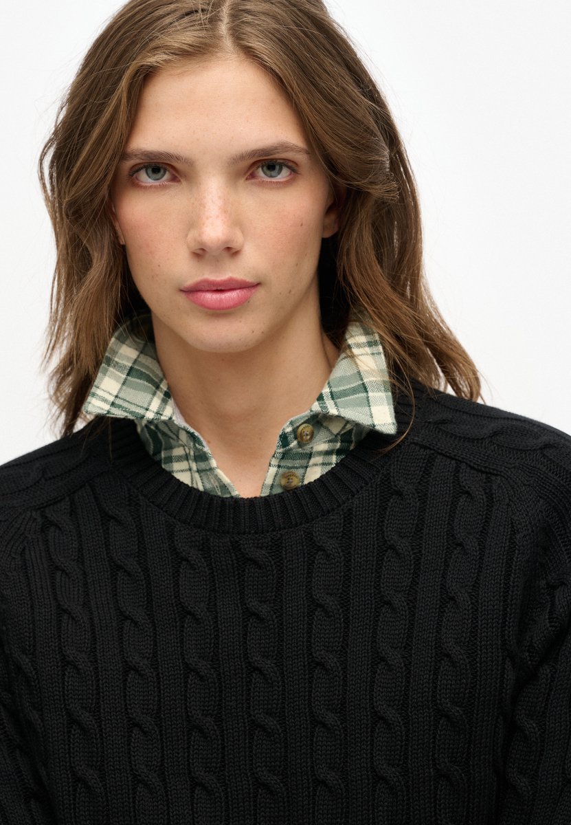 Superdry Slouchy Kabeltrui Dames Sweaters Zwart