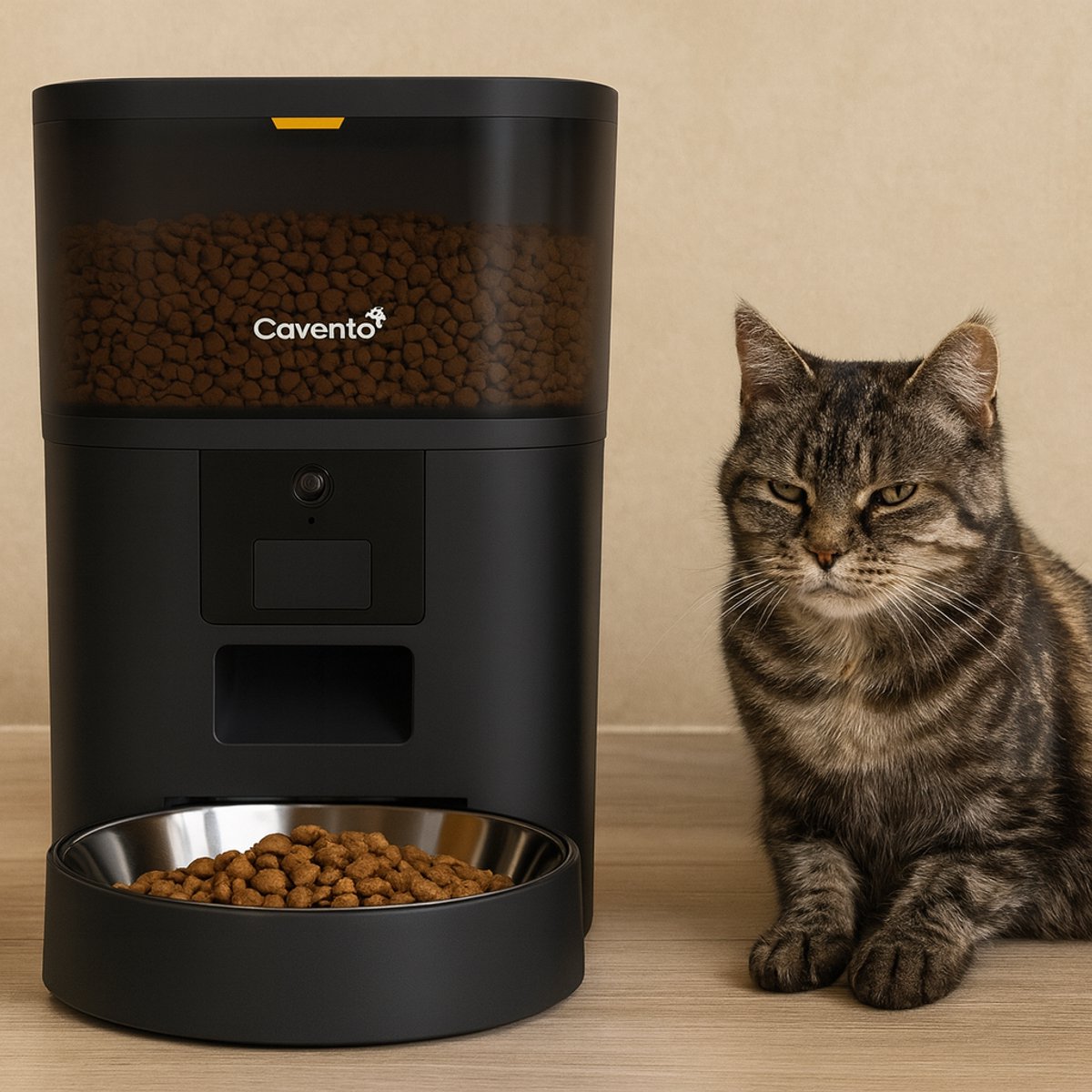 Cavento Automatische Voerbak 6L Zwart met App-Besturing