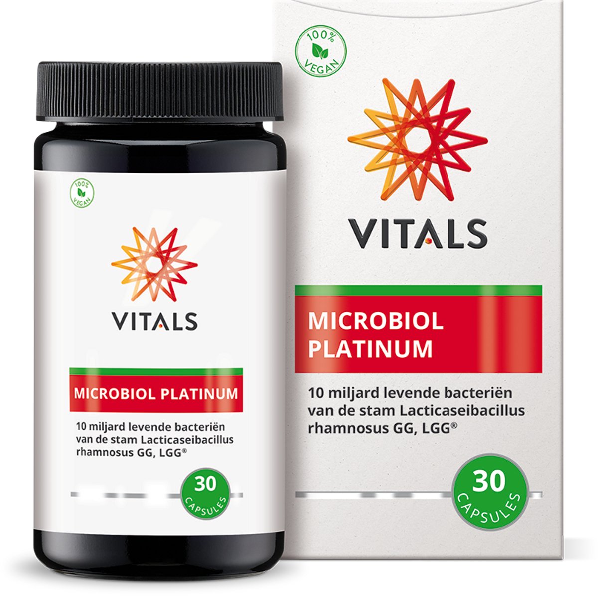 Vitals Microbiol Platinum - 30 capsules - biotica. 10 miljard levende bacteriën per capsule van de stam Lactobacillus rhamnosus, GG.
