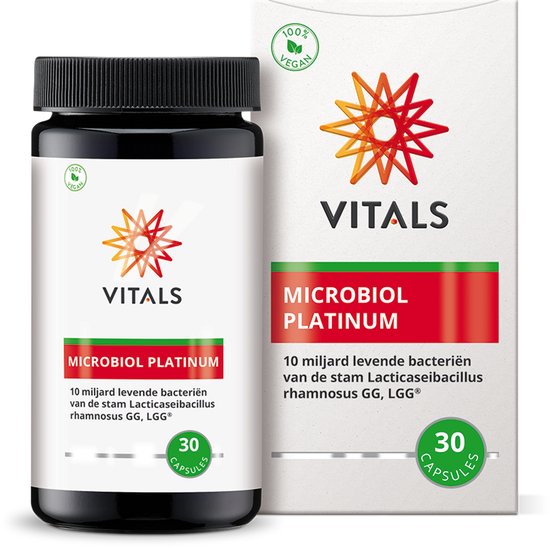 Vitals Microbiol Platinum - 30 capsules - probiotica. 10 miljard levende bacteriën per capsule van de stam Lactobacillus rhamnosus, GG.