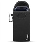 Étui iPhone 17 Pro - Pochette en néoprène MobyDefend avec mousqueton - Étui à insérer - Étui à boucle de ceinture - Zwart - Étui pour téléphone portable - Étui pour téléphone compatible avec : iPhone 17 Pro