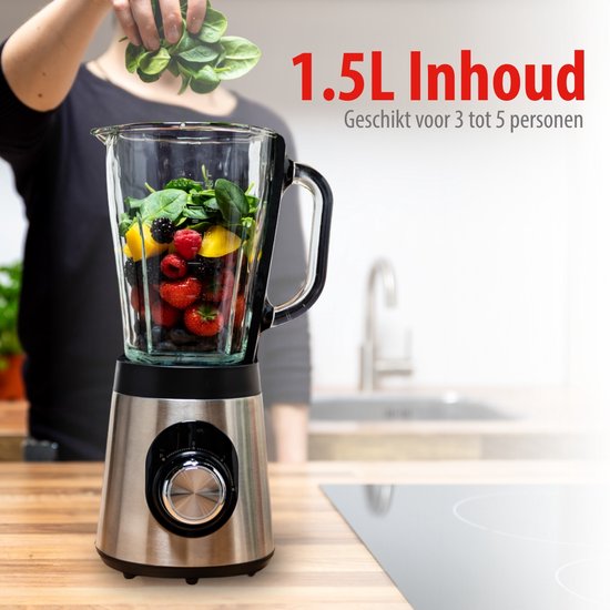 alpina Blender Smoothie 1.5L - Mixer 500W met Glazen Kan - Keukenmixer met 2 Snelheden en Pulserende Functie - Antislip Voetjes - Eenvoudig te Reinigen van Alpina — afbeelding 5