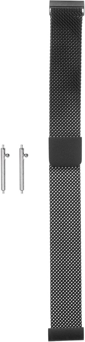Roestvrij stalen mesh horlogeband 16 mm snelwissel-verstelbare armband met magnetische sluiting voor mannen en vrouwen - zwart - Duurzame horlogeband - Modieuze accessoire