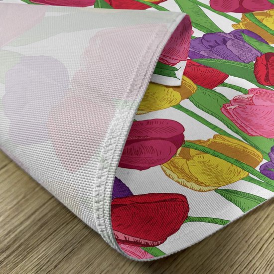 Set de 4 sets de table à manger New Bed Tulip à motifs floraux répétés, tissu lavable avec envers antidérapant