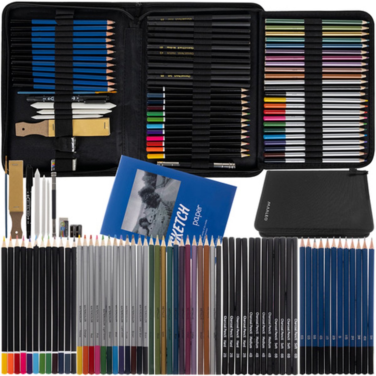 Maaleo Professionele Tekenset 74-delig - Complete Set in Stijlvol Etui
