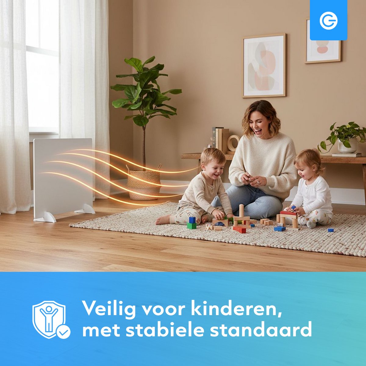 Infrarood Verwarmingspaneel 425W - Voordelig in Gebruik - Makkelijk Verplaatsbaar - 63,7 x 66,3 x 1,1 cm - Overschilderbaar - Elektrische kachel - Thermostaat - Staand - Heater - Bijverwarming - Wit - Silvergear – foto 7