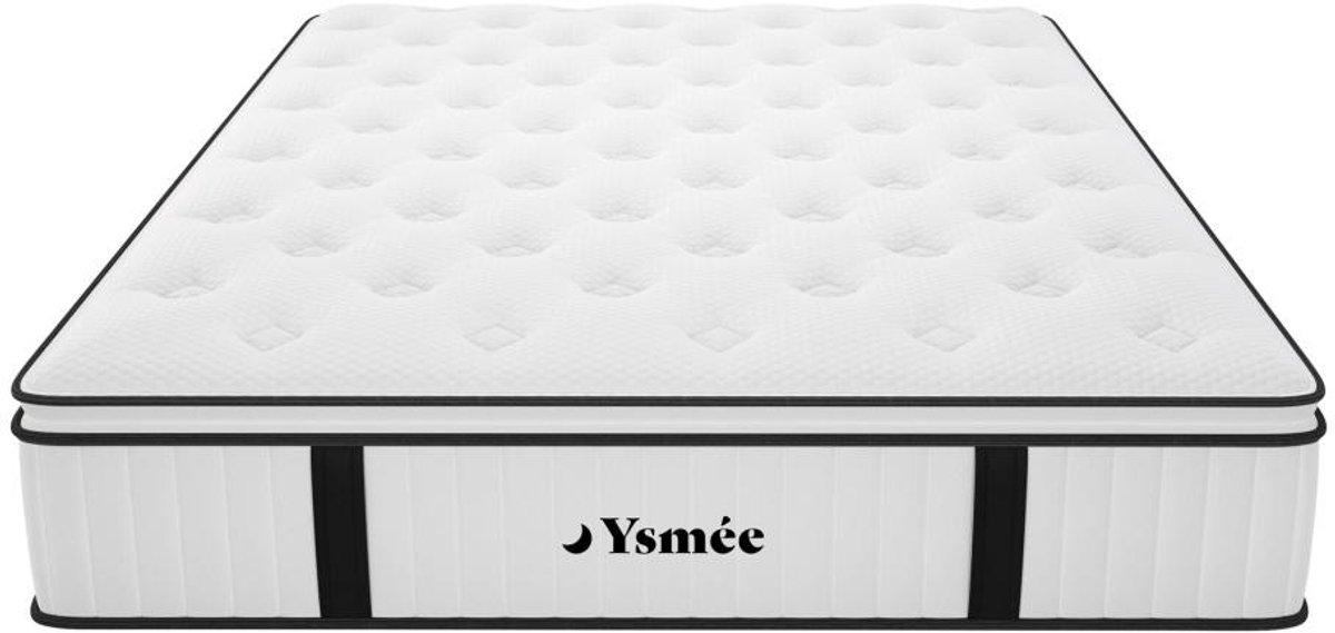 Vente-unique Matras met pocketveren en ingebouwd dekmatras 180 x 200 cm dikte 28 cm - AMERICAN DREAM van YSMÉE L 200 cm x H 28 cm x D 180 cm Wit