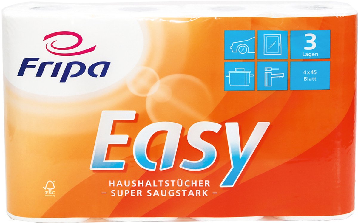 fripa keukenrol Easy, 3-laags, hochwit, 4 rollen