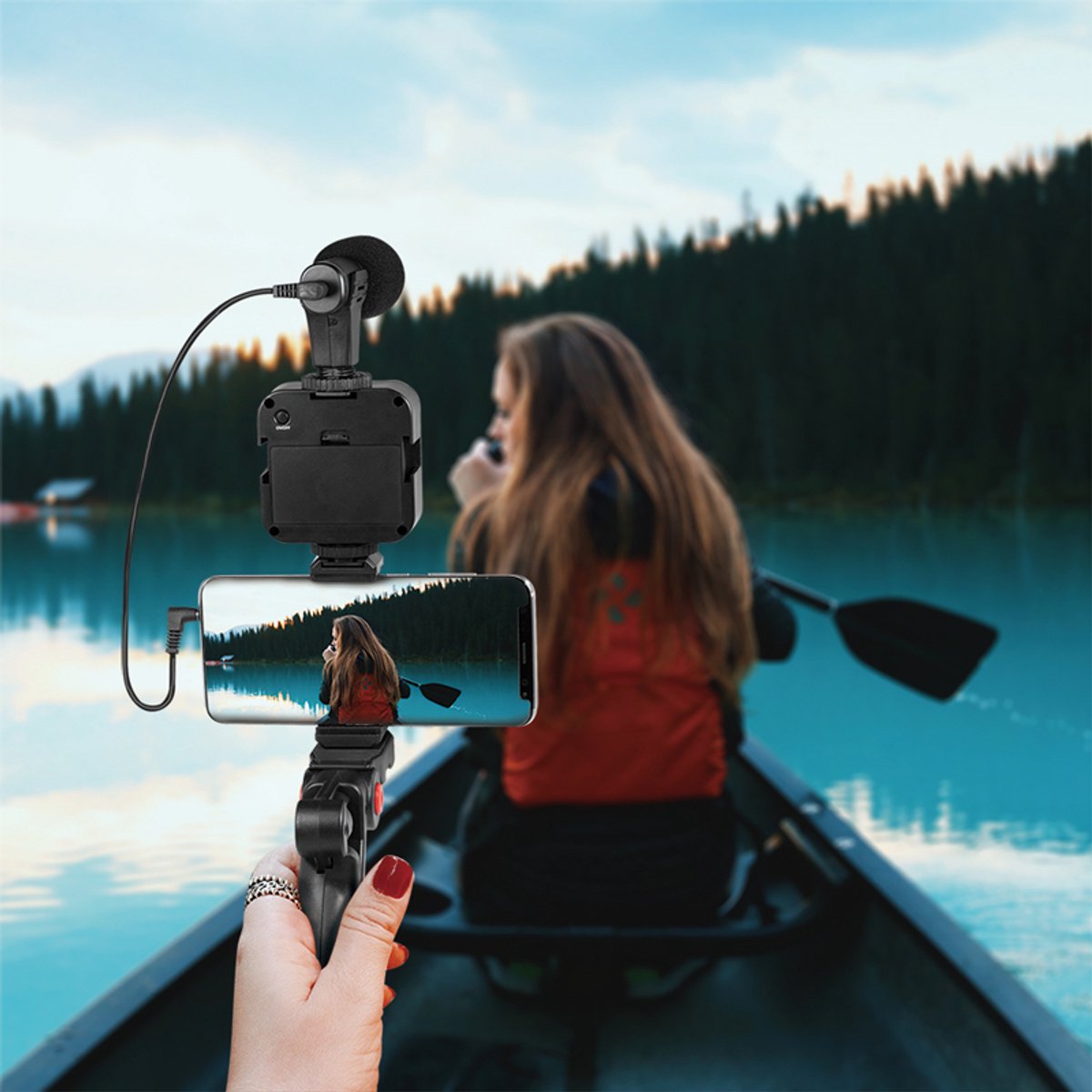 LogiLink Vlogger Kit met LED-licht, microfoon en statief