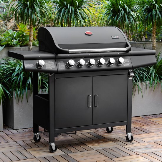 TAINO RED 6+1 gasbarbecue - BBQ grillkar branders zijbrander zwart — afbeelding 4