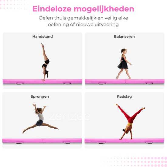 Turnbalk - EVA - 240 cm - Roze - Met draagtas - Evenwichtsbalk - Balanstrainer - Balans speelgoed — afbeelding 3