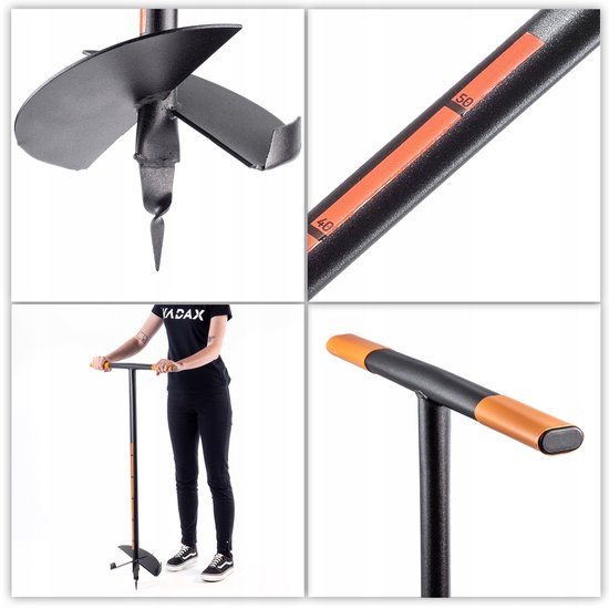 KADAX Handboor, grondboor van metaal, grondboor met dwarsgreep, spiraalboor voor tuin, paalboor, plantenboor, bloembollenboor, paalboor (250 mm) van Merkloos	 — afbeelding 4