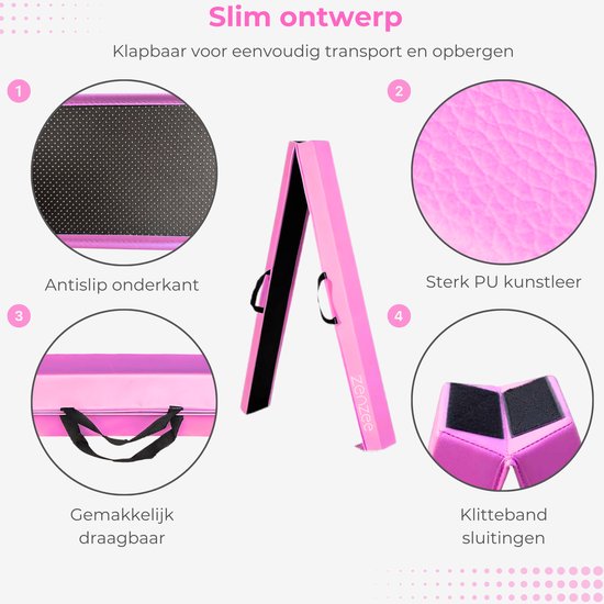 Turnbalk - EVA - 270 cm - Roze - Met draagtas - Evenwichtsbalk - Balanstrainer - Balans speelgoed — afbeelding 5