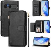 Étui pour Sony Xperia 10 VII - Portefeuille zippé - Couverture type livre - Emplacement pour 6 cartes - Noir