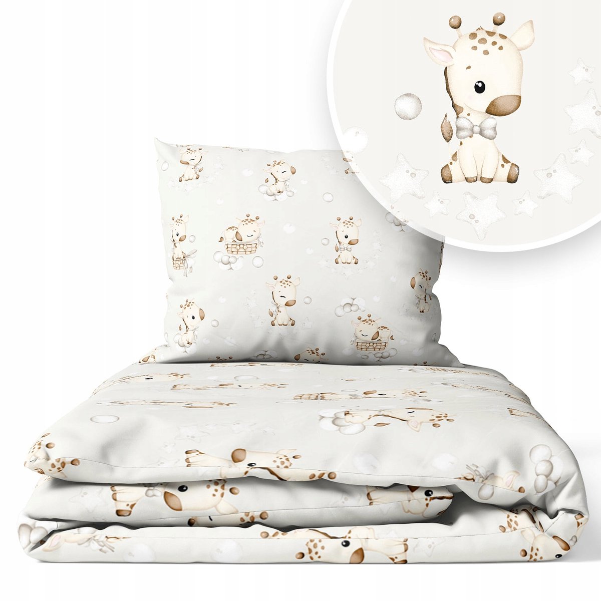 Kinderbeddengoed 120x160 50x70cm 2-delig - Beige Girafjes