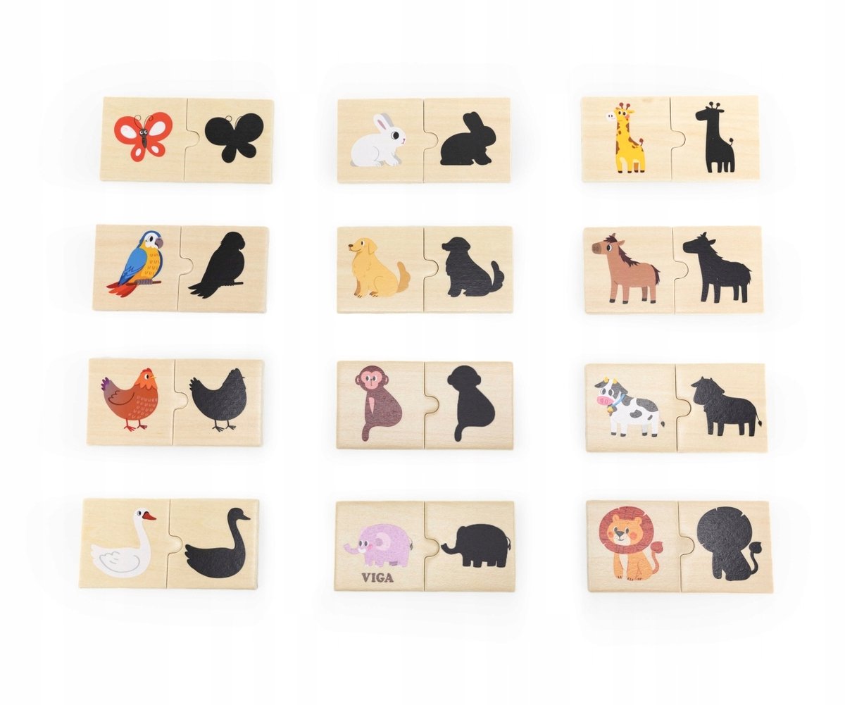 Viga Houten Puzzel: Dieren en Hun Schaduwen Leren