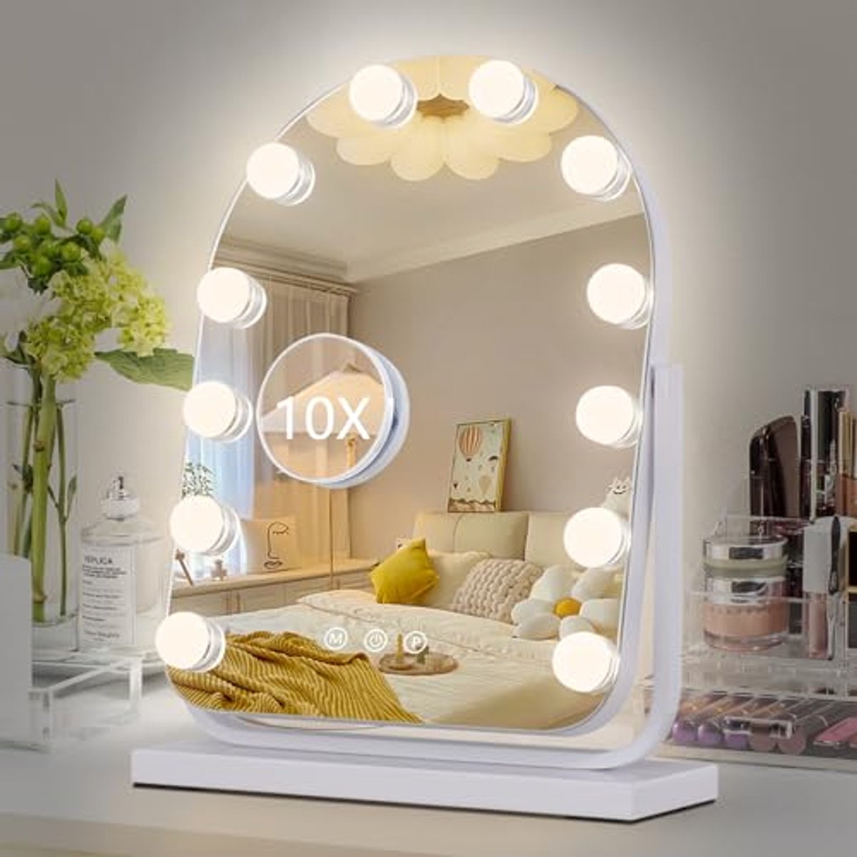 Verlichte Make-up Spiegel met Touch Control en 10X Vergroting - Hollywood Stijl