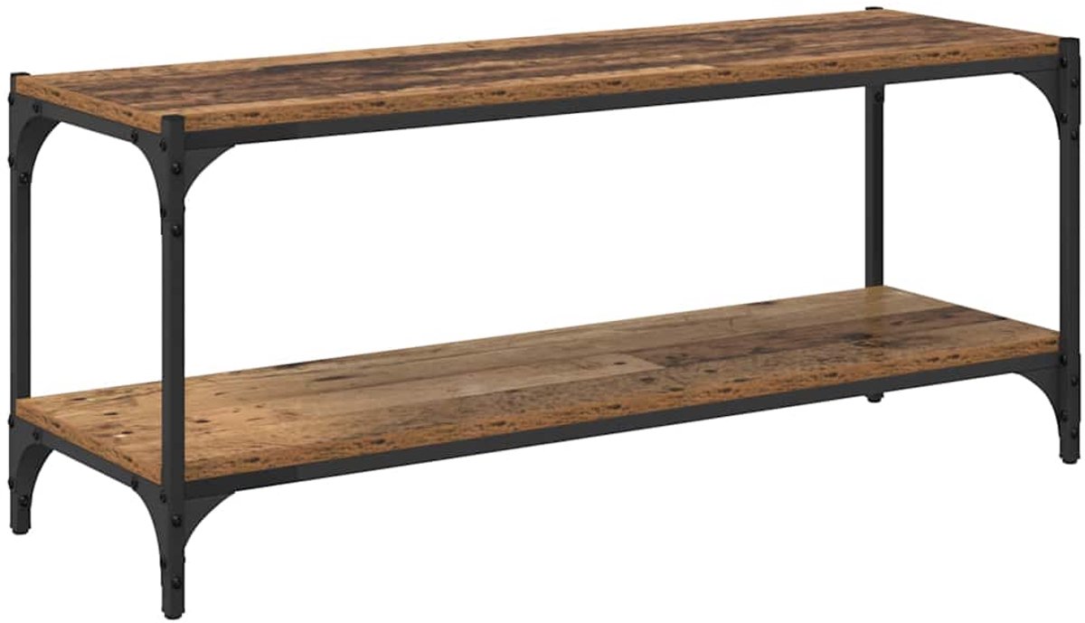 vidaXL TV - Kast - Oud - Hout - 100 - x - 33 - x - 41 - cm - Geengineerd - Hout - en - IJzer Oud hout