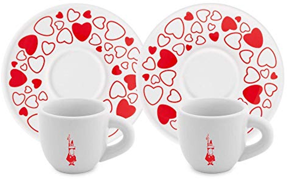 Set van 2 espressokopjes met schotels - Porselein voor echte Italiaanse koffie