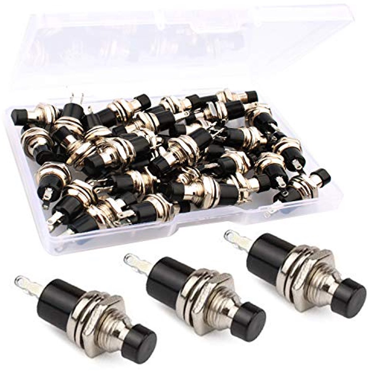 30 Stuks 7 mm Zwart Mini Ronde Momentane Drukknop SPST AAN-UIT voor Modelspoorbaan