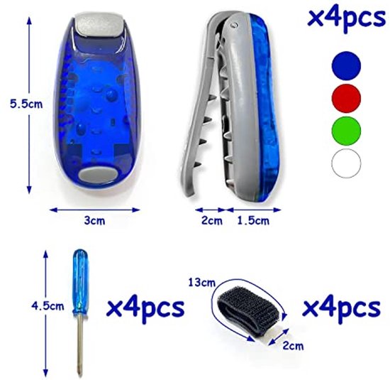 Veiligheidslichten set van 4, clip-on stroboscooplichten voor hardlopen, bergbeklimmen en fietsen — afbeelding 2