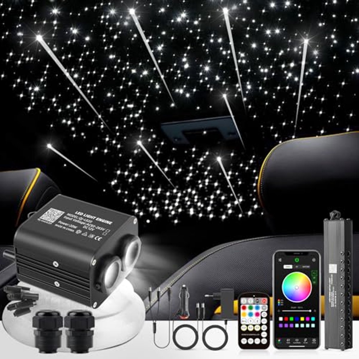 Twinkle Sterrenhemel Plafondlamp met Bluetooth Afstandsbediening en Muziekmodus