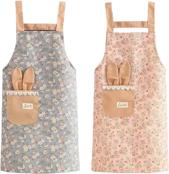Oyccen Gestreepte schort voor dames, met handafveegdoek, keuken-chef-kok, schorten, restaurantschort voor koken, bakken, schoonmaken, Grijs, Eén maat
