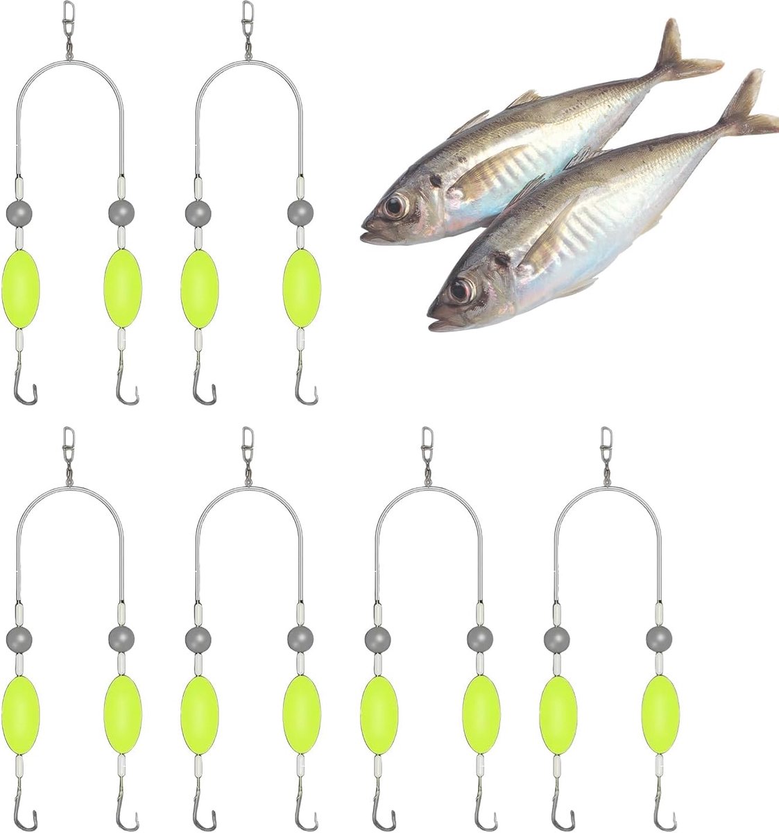 6 Pcs Double Hook Reverse Bottom Rig - Fishing Hooks Set - Tangle-Proof Split Hook Design voor Fresh en Salt Water