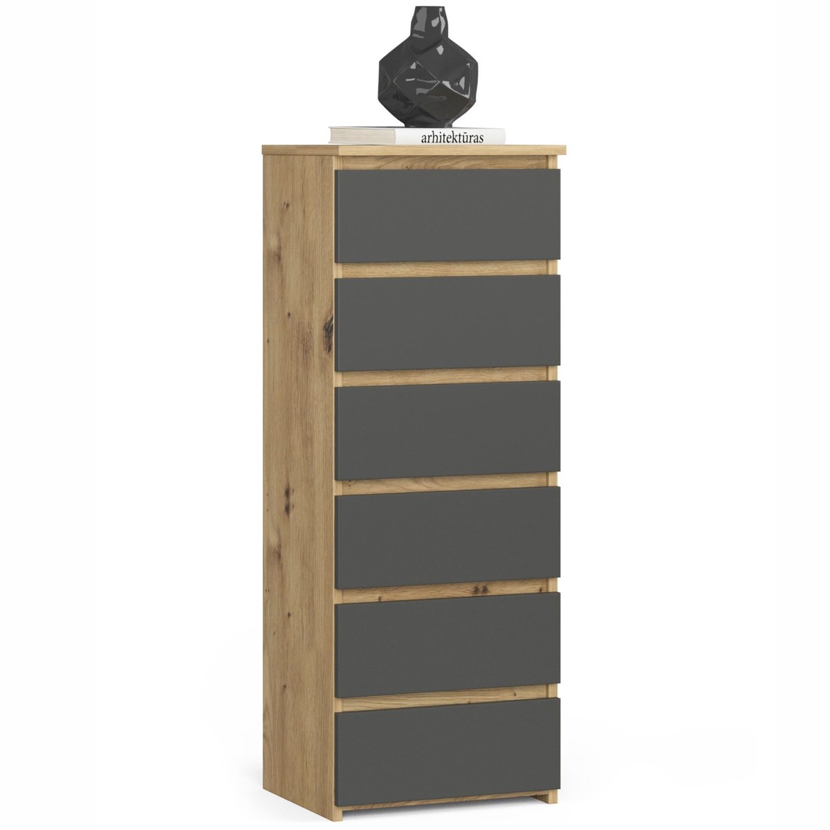 Ladekast CL6 met 6 Lades / AKORD Furniture Factory / Artisan Eik - Grafietgrijs / 40x109x35 cm