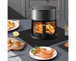Candala Luchtfriteusemat, 30 x 45 cm - 1 mm, vuurvaste mat ter bescherming van keukenwerkbladen, accessoires voor airfryer, waterdicht, vetdicht en gemakkelijk te reinigen, zwart