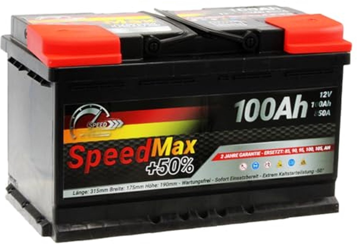 Autoaccu 100 Ah 850 A 12 V - Klaar voor gebruik met hoge capaciteit