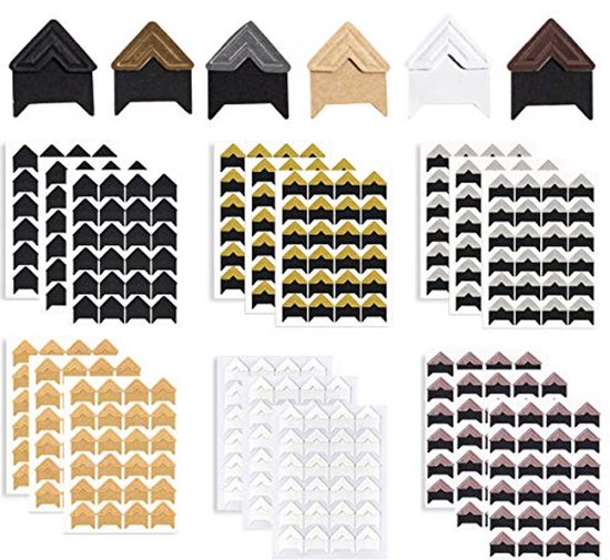 Transparante foto montagehoeken voor albums - 432 zelfklevende stickers in goud, wit en bruin