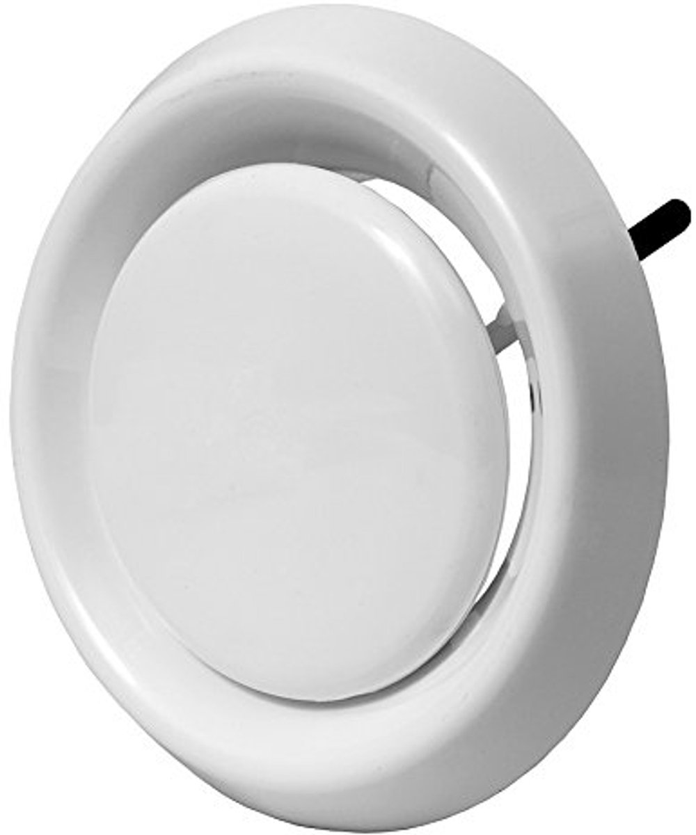 Verstelbare Diffusor Ø 100mm - Universele Luchttoevoer/Uitlaatklep - Rond Ventilatierooster - ABS Kunststof Wit