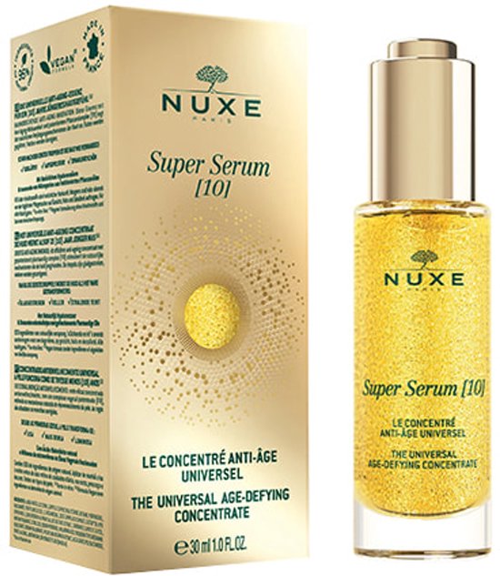 Nuxe Super Serum 30ml flesje met verpakking ernaast.