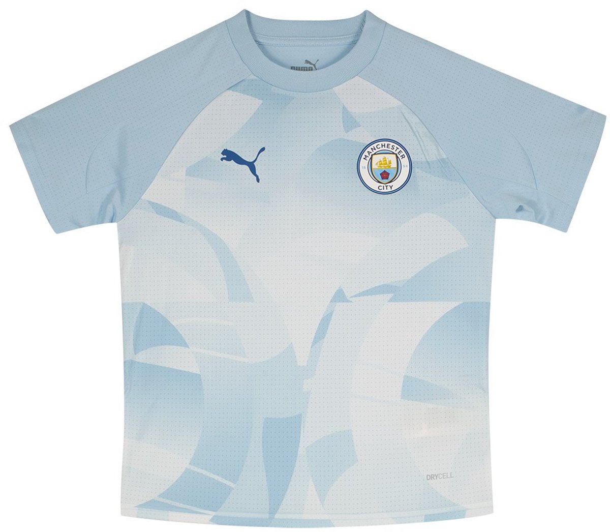 Puma Manchester City Fc 23/24 Voor De Wedstrijd Korte Mouw T-shirt Junior Blauw 7-8 Years Jongens,Meisjes