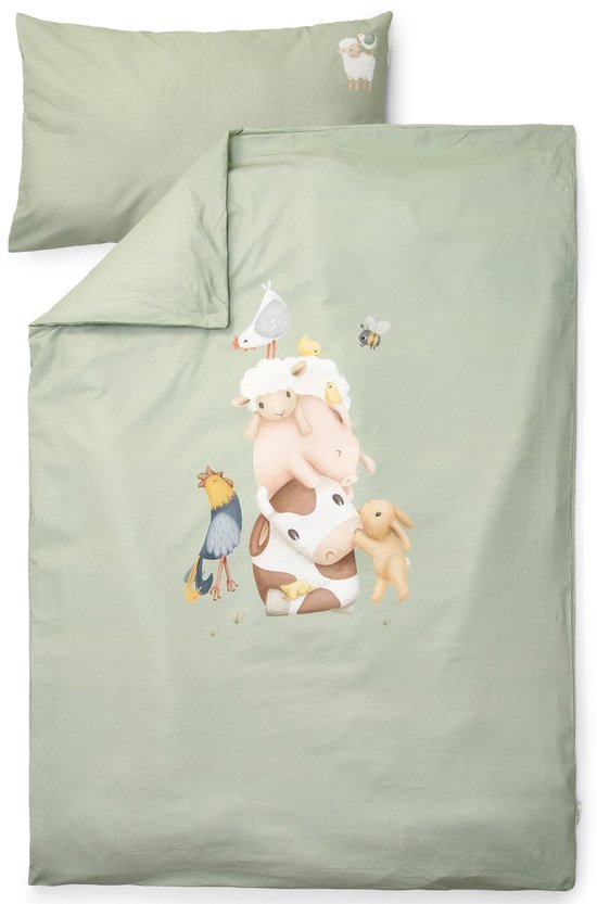 Ledikant dekbedovertrek - Groen - Little Farm