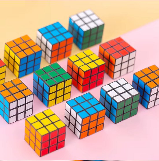 Lot De 10 Mini Rubik's Cube 3x3x3 Cm – Speed Cube – Cadeau Anniversaire, Fête, école – Couleurs Vives, ABS Durable