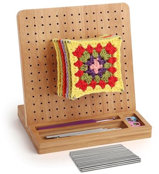 Handgemaakt houten blokkeerbord voor haken, barrière bord voor Granny Square, super