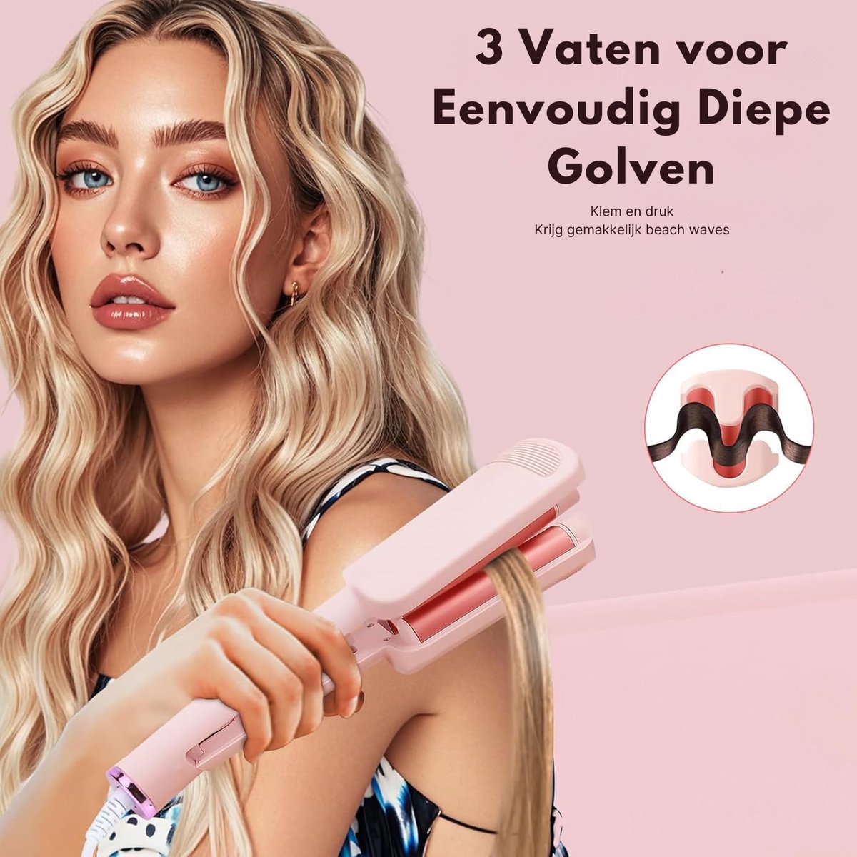 Wafeltang Haar - Krultang - Bescherming Tegen Verbranding - afbeelding 2