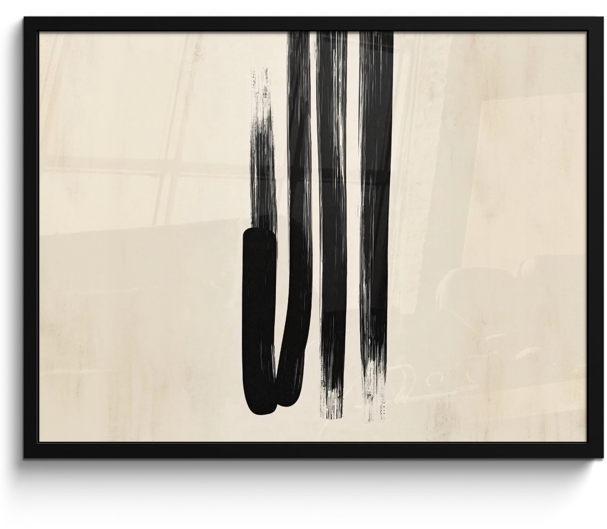 FrameYourWall Poster in lijst - Fotolijst 80x60 cm - Posters - Penseelstreken - Verticaal - Zwart - Posterlijst zwart - Decoratie - Wanddecoratie woonkamer - Muurdecoratie slaapkamer