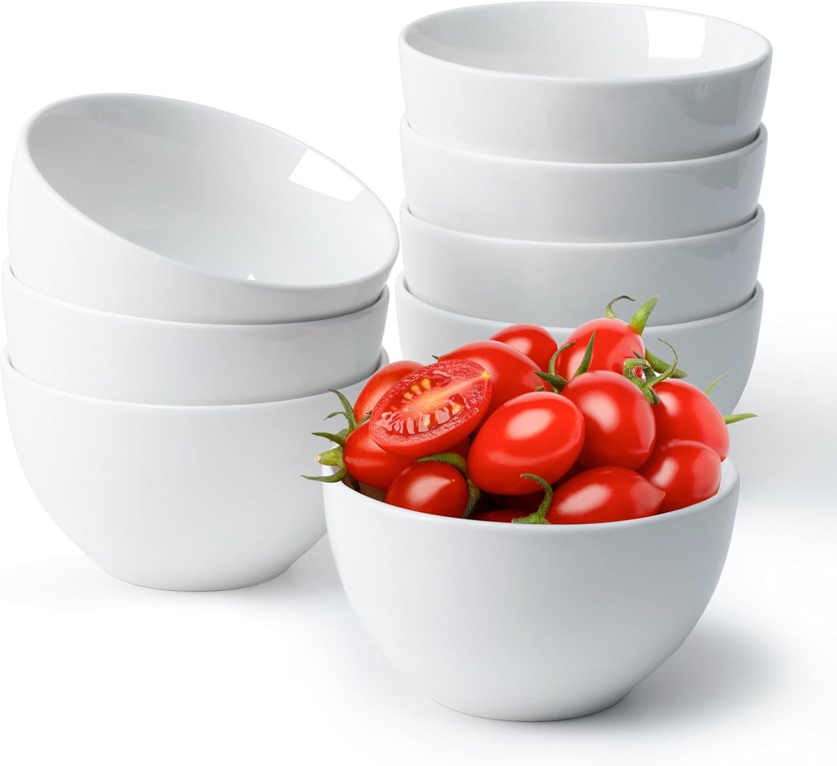 Small Bowls - 300ml Dessert Bowl - 11X6cm Ceramic Bowls Set voor Sauce - Wit - Magnetron- en Ovenbestendig