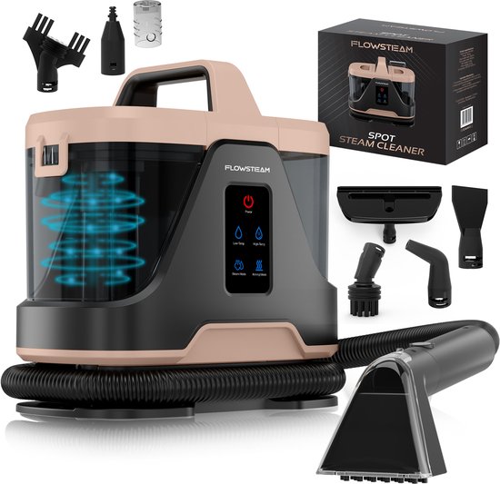 FLOWSTEAM® 6-in-1 Stoomreiniger PRO - Tapijtreiniger – Vlekkenreiniger – Handstomer – Zetelreiniger - 100°C Stoom - 4 Stoomstanden - 90 Minuten Stomen - 5M Snoer