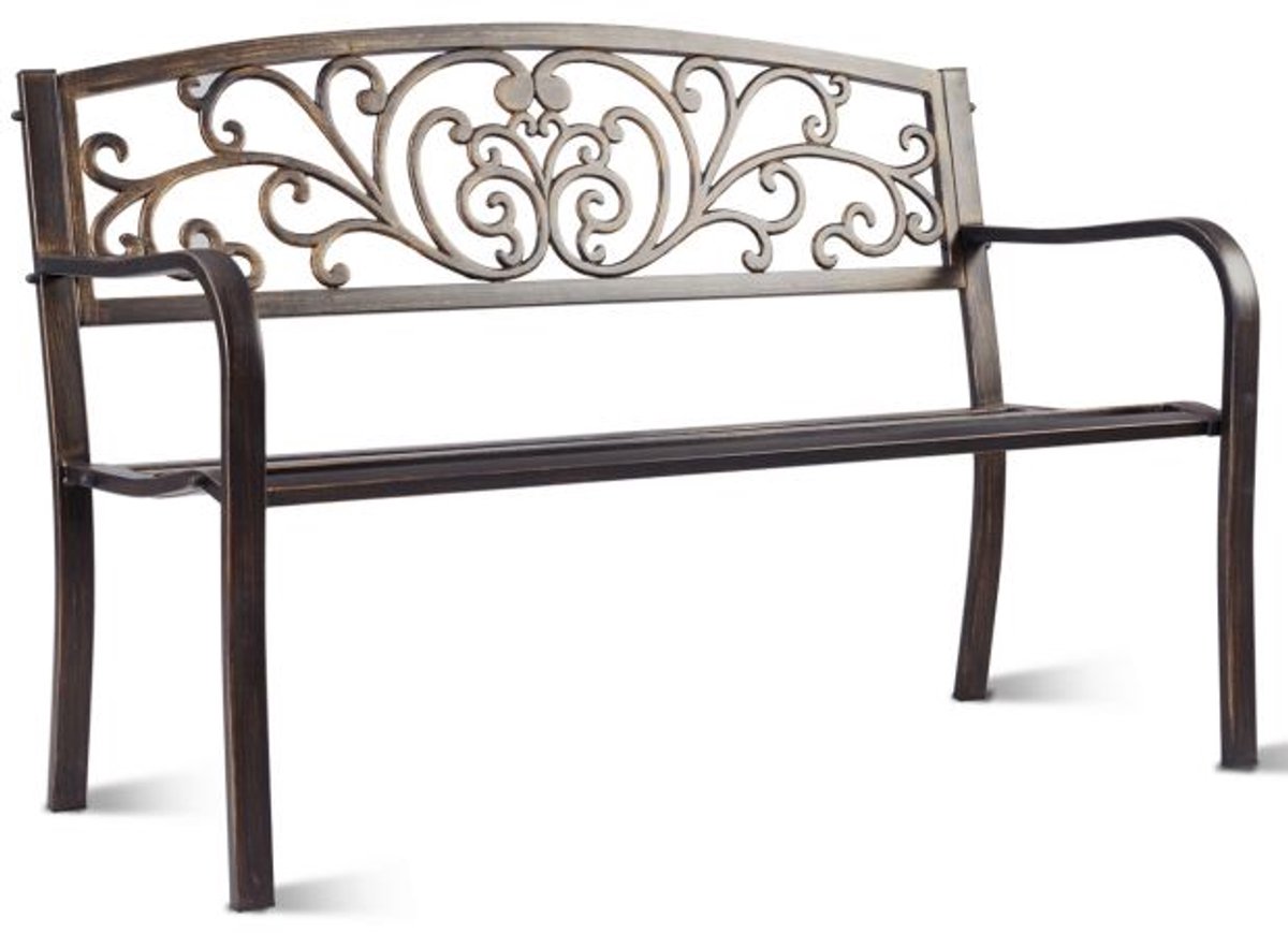SureDeal® - Tuinbank 3-Zits - 126x60x85 cm - Gietijzer & Staal - Zwart - Parkbank Buiten met Rugleuning