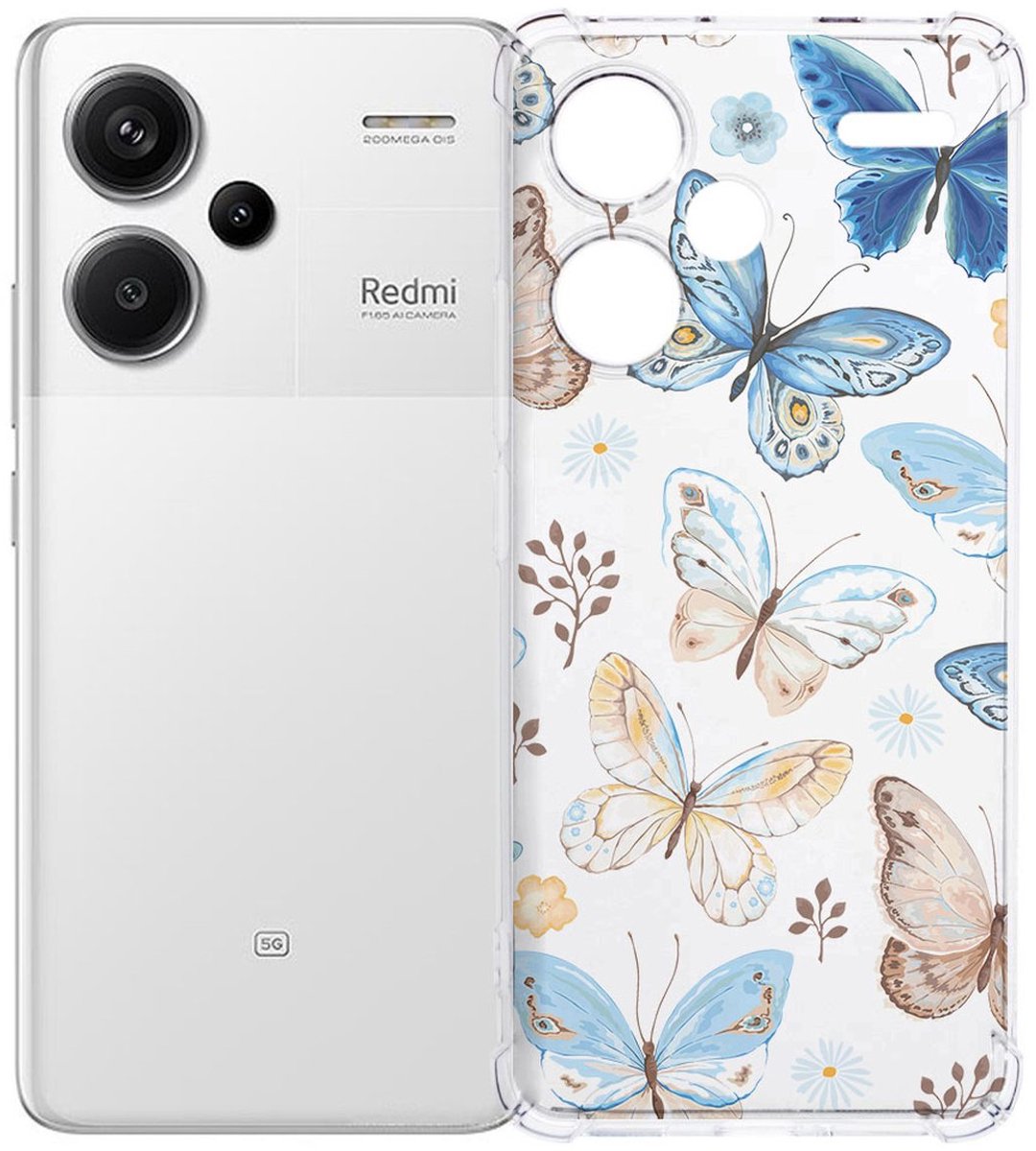 Xiaomi Redmi 13 Pro Plus Hoesje - Vlinder TPU Antishock